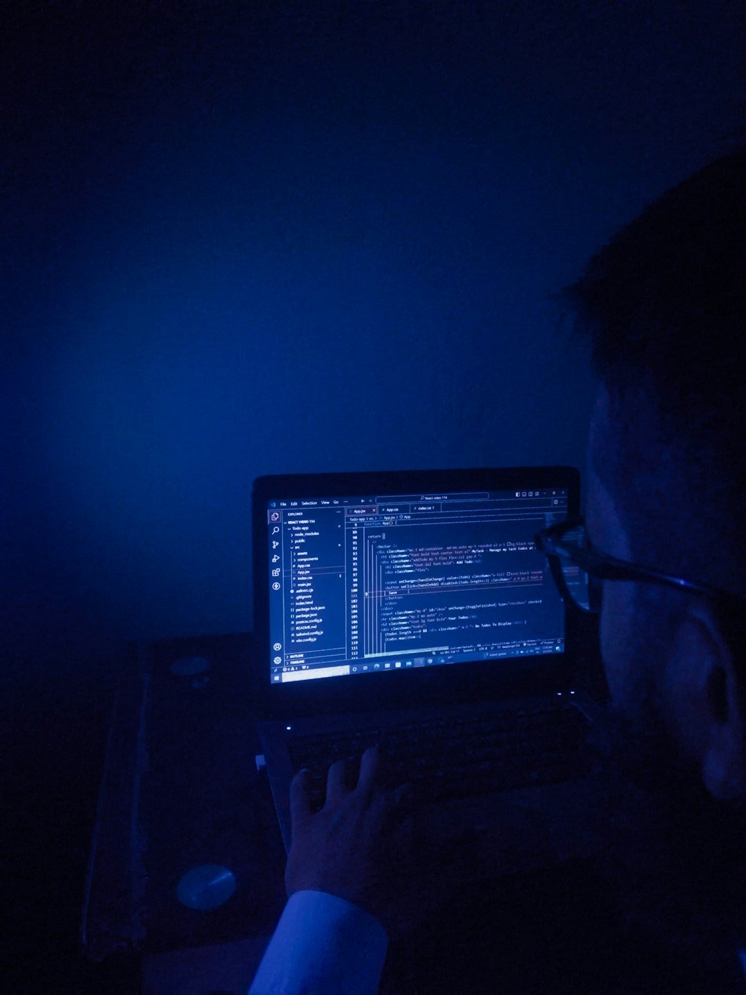A boy is creating the website in the Image